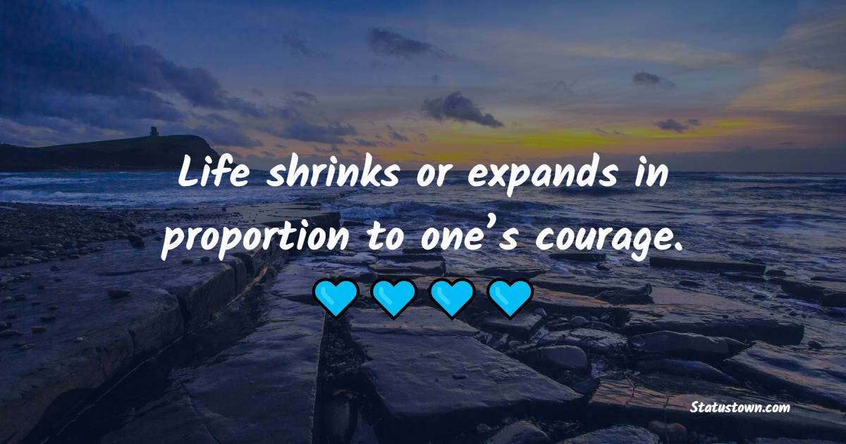 Life shrinks or expands in proportion to one’s courage. - Fear Quotes