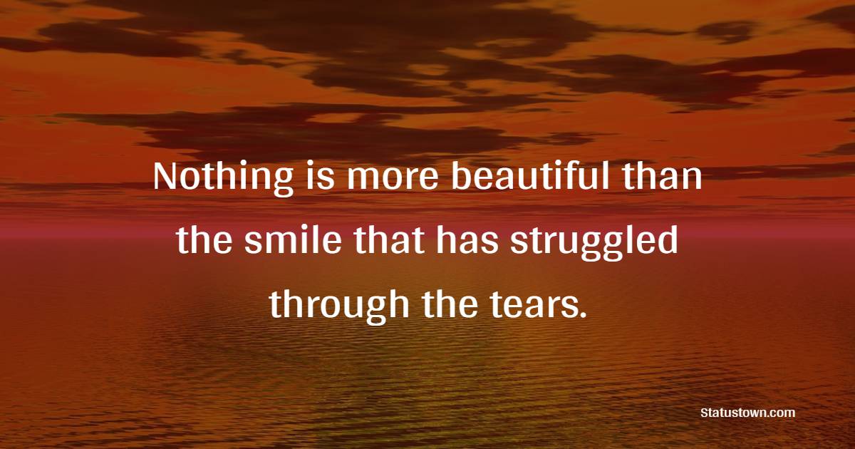 Nothing is more beautiful than the smile that has struggled through the tears. - Feeling Lost Quotes 