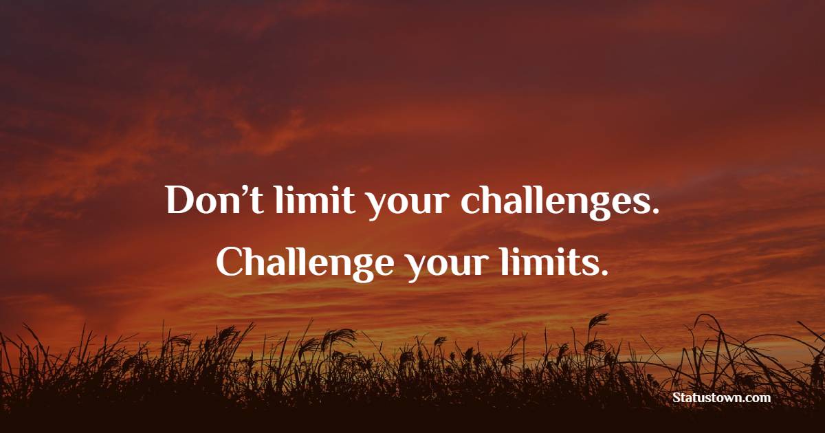 Don’t limit your challenges. Challenge your limits.