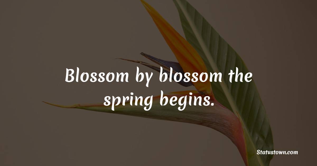Blossom by blossom the spring begins. - Flower Quotes