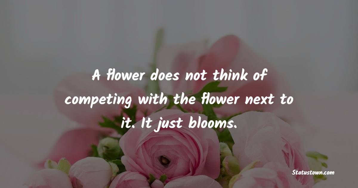 A flower does not think of competing with the flower next to it. It just blooms. - Flower Quotes