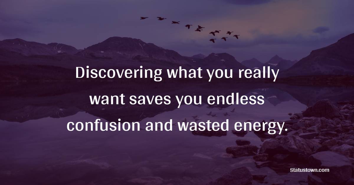 Discovering what you really want saves you endless confusion and wasted energy. - Focus Quotes