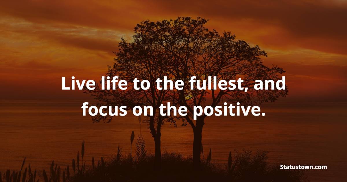 Live life to the fullest, and focus on the positive. - Focus Quotes