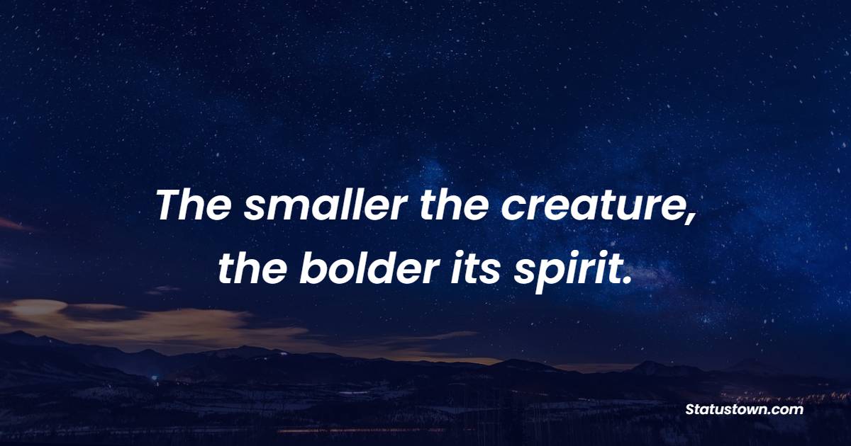 The smaller the creature, the bolder its spirit. - Forest Quotes