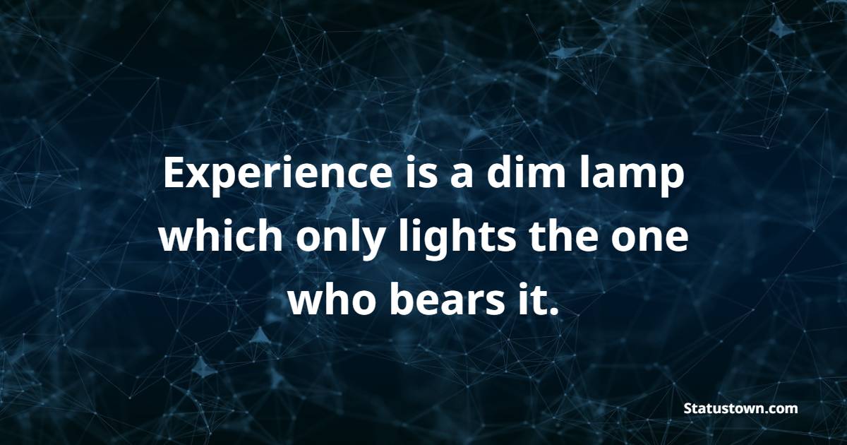 Experience is a dim lamp which only lights the one who bears it. - Fulfillment Quotes 