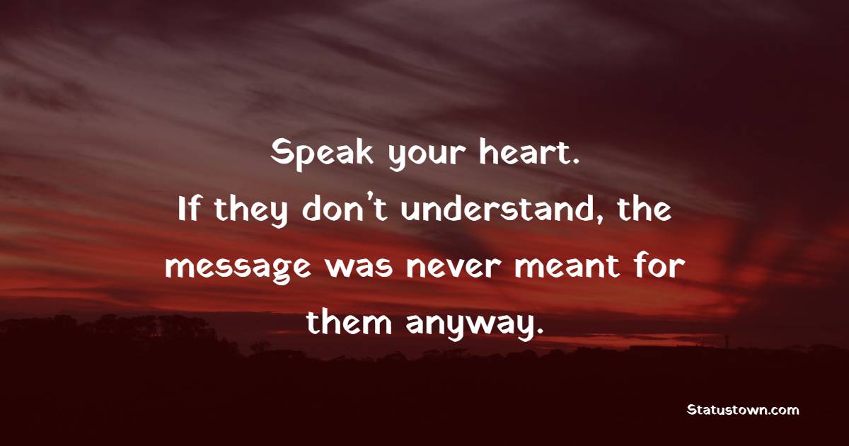 Speak your heart. If they don’t understand, the message was never meant for them anyway. - Future Message  