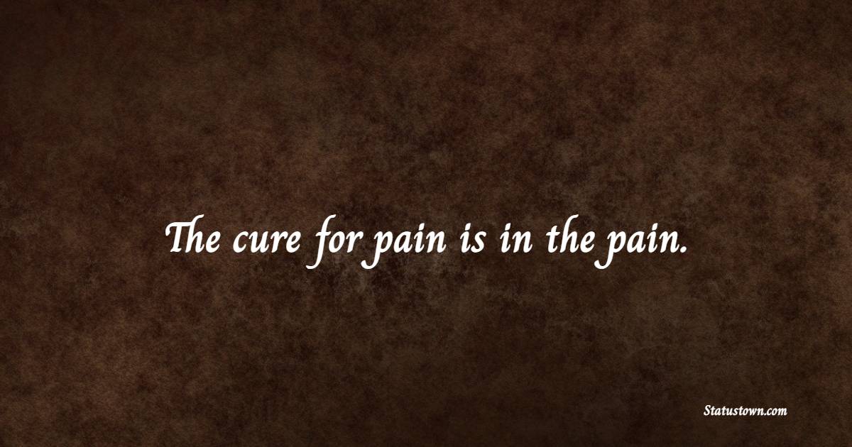 The cure for pain is in the pain. - Future Message  