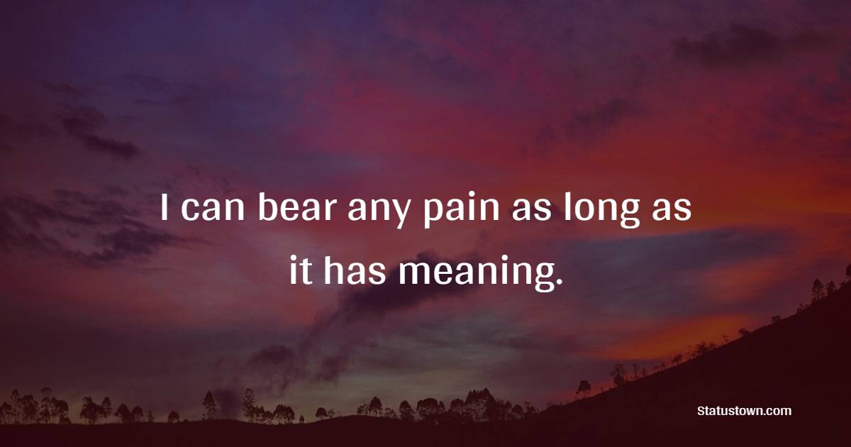 I can bear any pain as long as it has meaning. - Future Message  