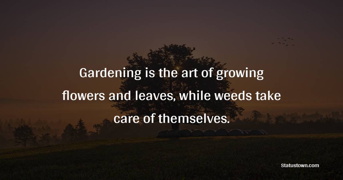 Gardening is the art of growing flowers and leaves, while weeds take care of themselves. - Gardening Quotes