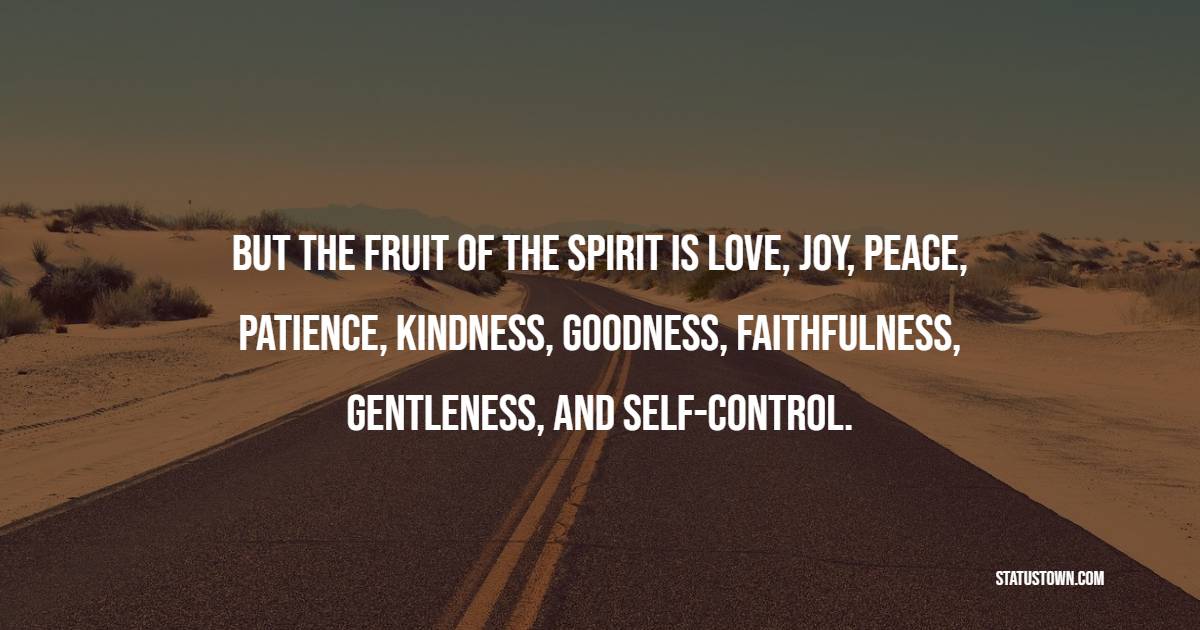 But the fruit of the spirit is love, joy, peace, patience, kindness, goodness, faithfulness, gentleness, and self-control.