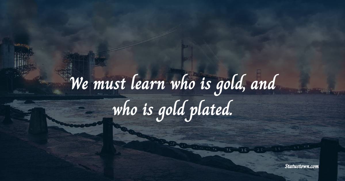 We must learn who is gold, and who is gold plated. - Gold Quotes 