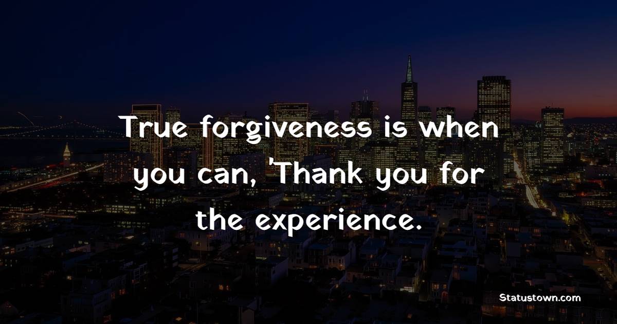 True forgiveness is when you can, 'Thank you for the experience. - Gratitude Quotes 