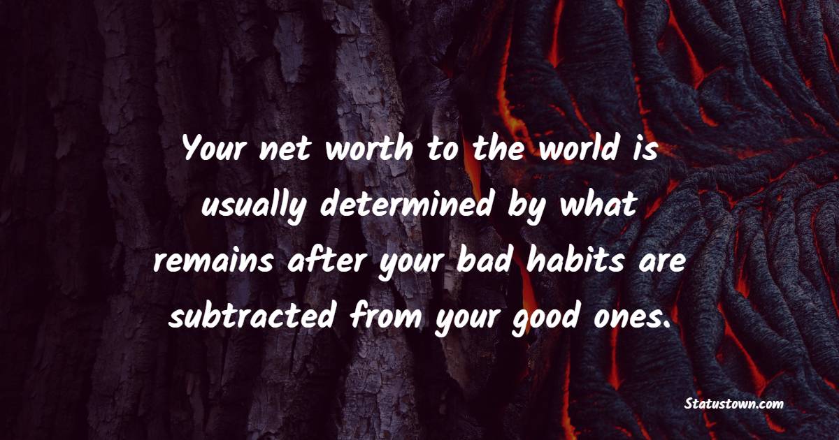 Your net worth to the world is usually determined by what remains after your bad habits are subtracted from your good ones. - Habits Quotes 