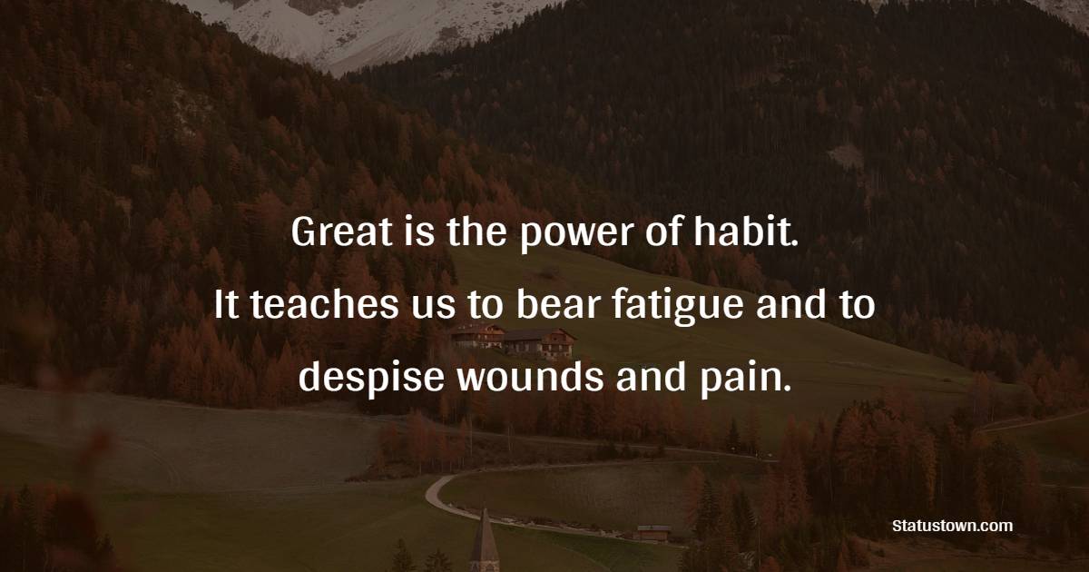 Great is the power of habit. It teaches us to bear fatigue and to despise wounds and pain. - Habits Quotes 