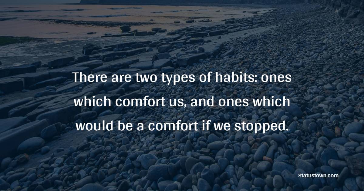 There are two types of habits: ones which comfort us, and ones which would be a comfort if we stopped. - Habits Quotes 