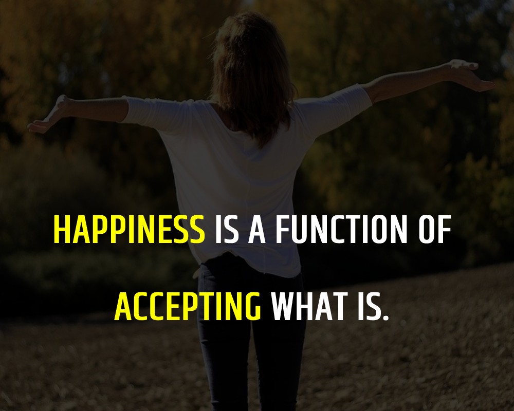 Happiness is a function of accepting what is.