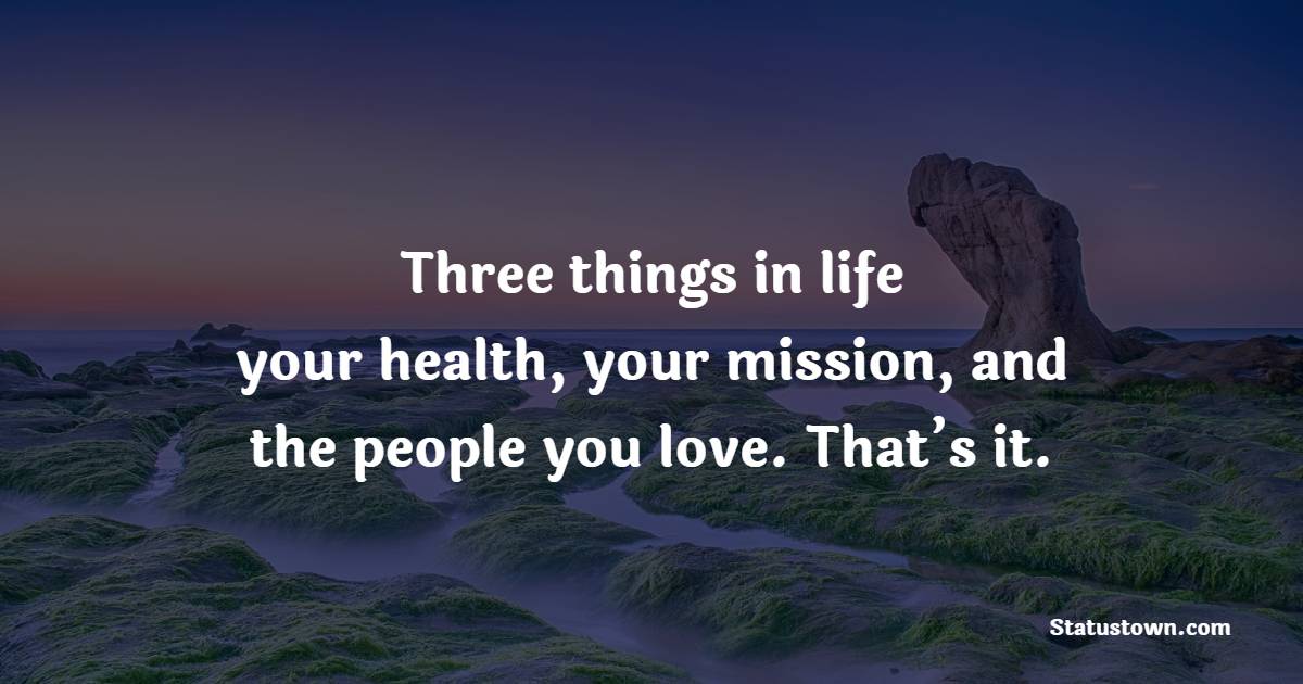 Three things in life – your health, your mission, and the people you love. That’s it. - Healthcare Quotes 