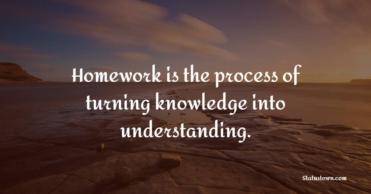 Homework is the process of turning knowledge into understanding. - Homework Quotes