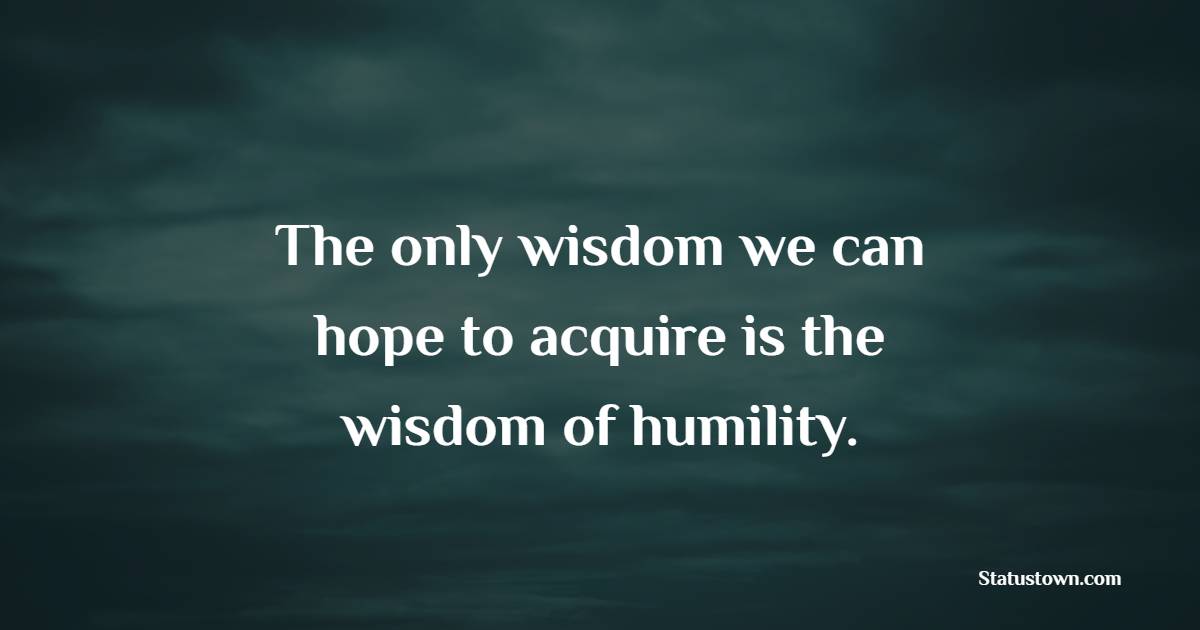 The Only Wisdom We Can Hope To Acquire Is The Wisdom Of Humility 