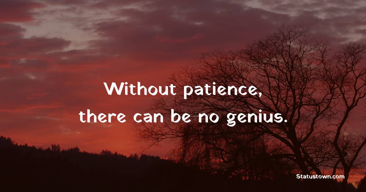 Without patience, there can be no genius. - Humility Quotes