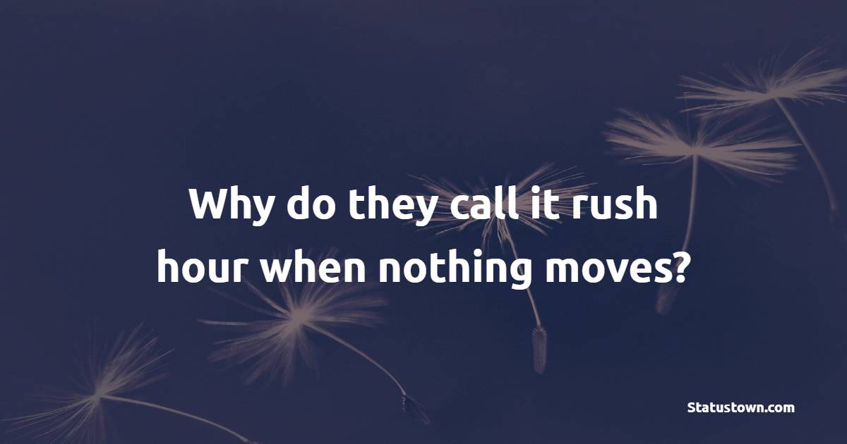 Why Do They Call It Rush Hour When Nothing Moves Humor Quotes
