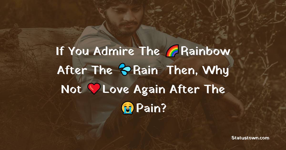 If You Admire The Rainbow After The Rain Then, Why Not Love Again After The Pain ? - hurt status