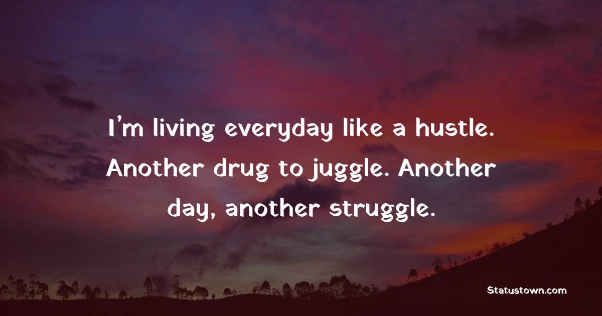 I’m living everyday like a hustle. Another drug to juggle. Another day, another struggle. - Hustle Quotes