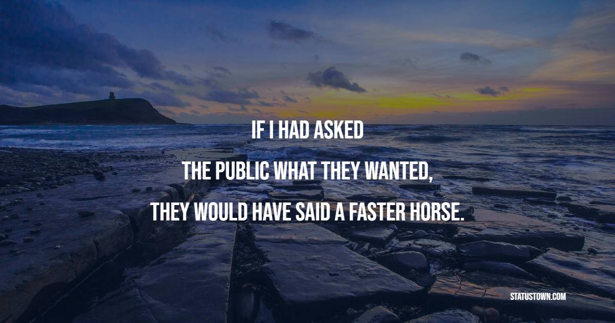 If I had asked the public what they wanted, they would have said a faster horse.