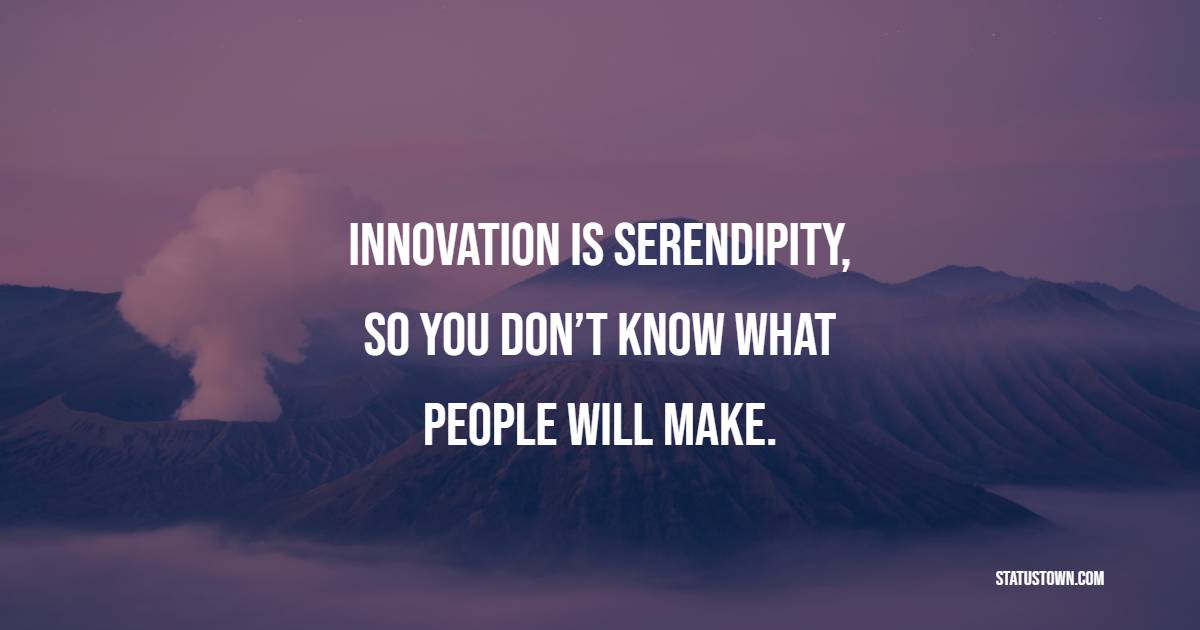 Innovation is serendipity, so you don’t know what people will make. - Innovation Quotes