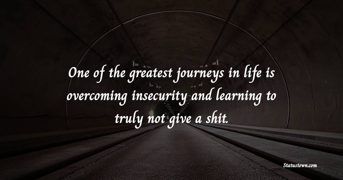 One of the greatest journeys in life is overcoming insecurity and learning to truly not give a shit. - Insecurity Quotes