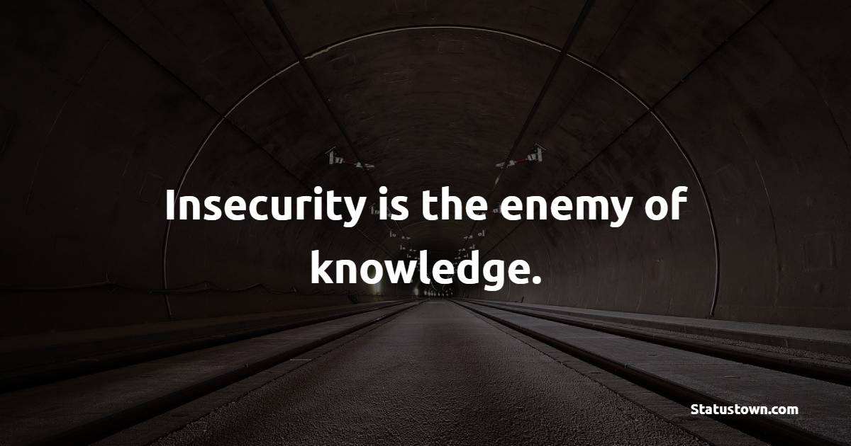 Insecurity is the enemy of knowledge. - Insecurity Quotes
