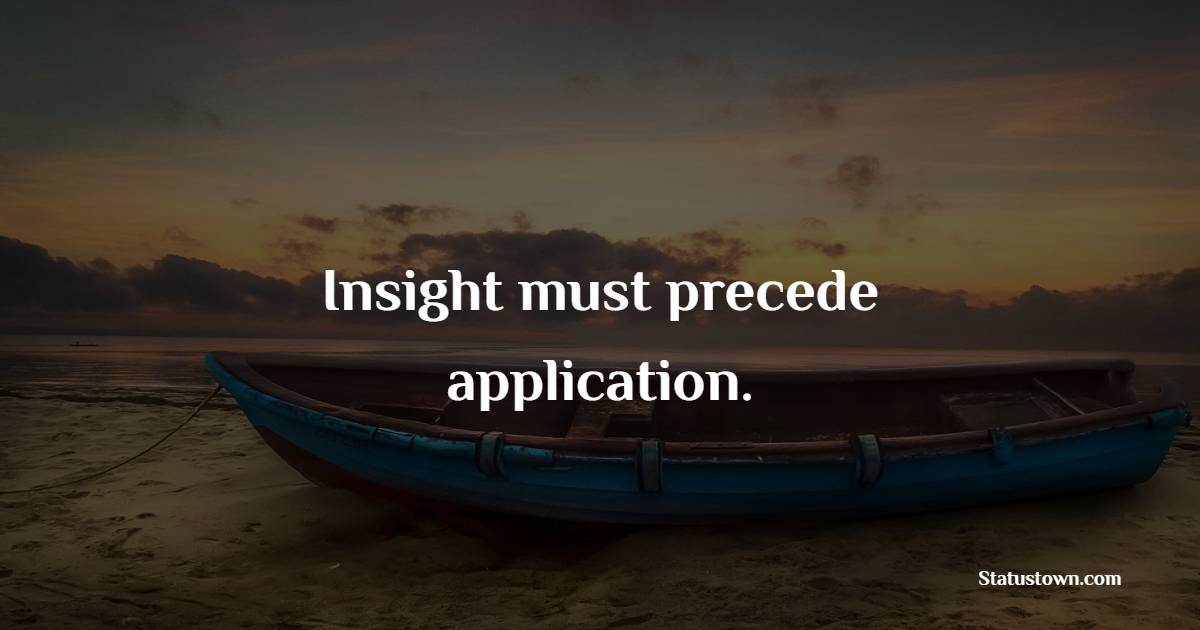 Insight must precede application. - Insight Quotes 