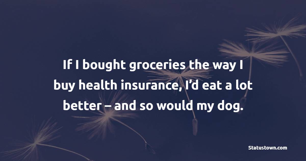 If I bought groceries the way I buy health insurance, I’d eat a lot better – and so would my dog.