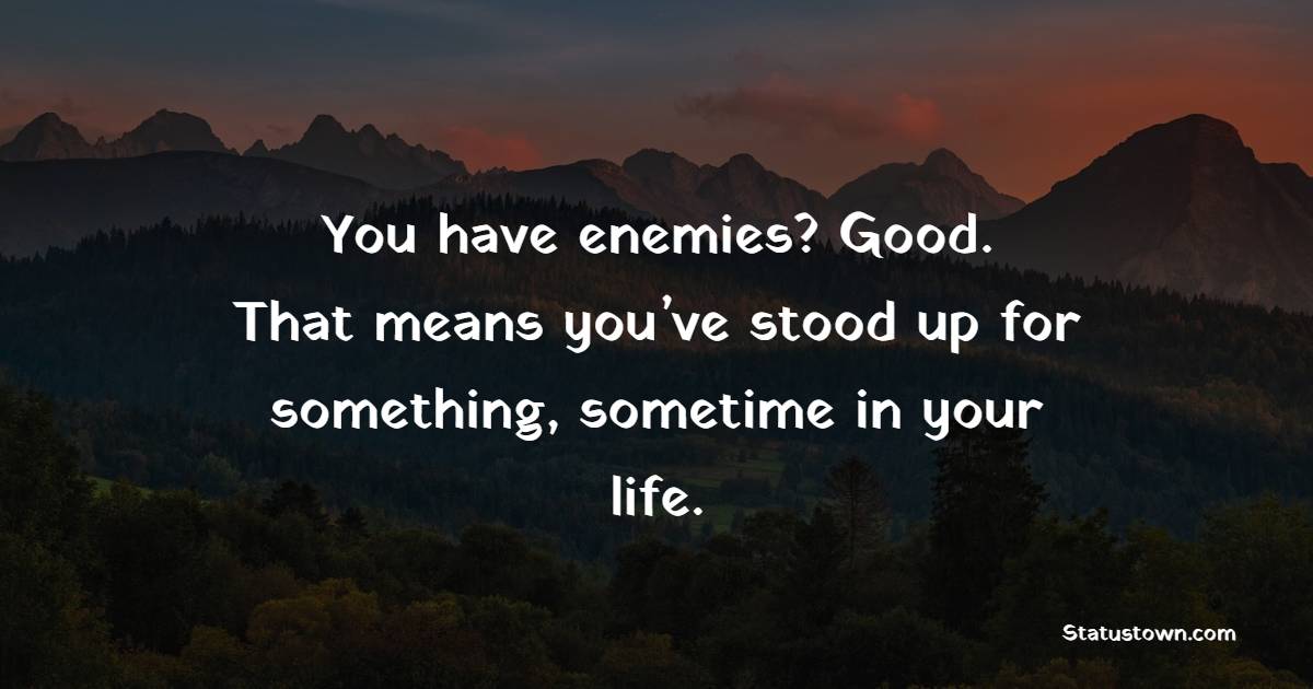 You have enemies? Good. That means you’ve stood up for something, sometime in your life.