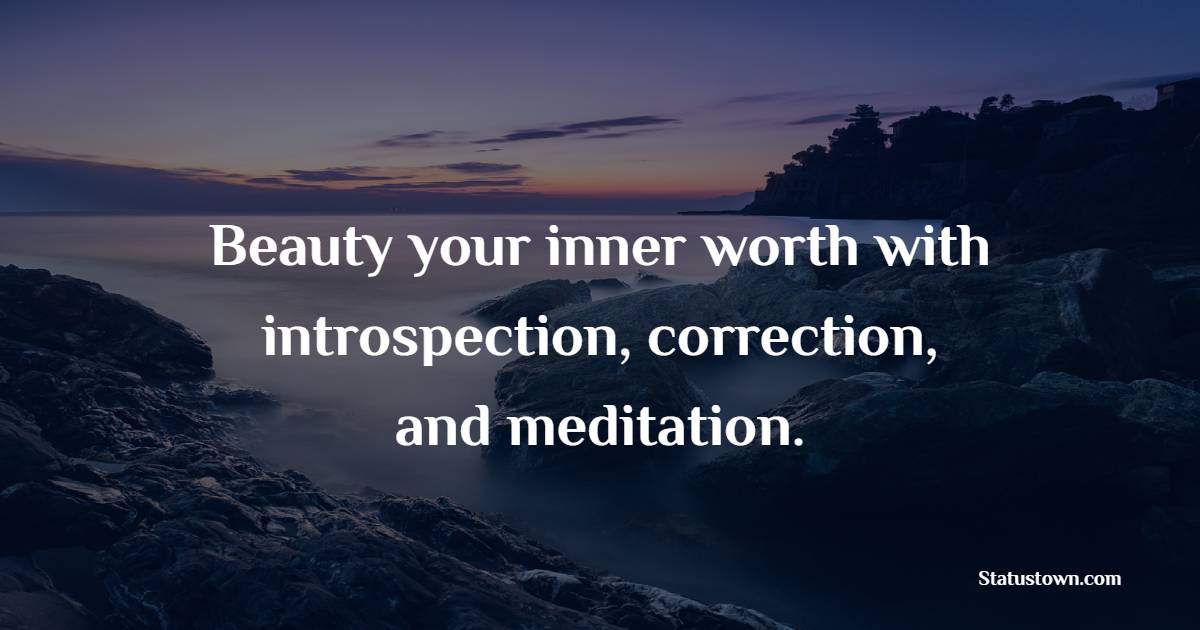 Beauty your inner worth with introspection, correction, and meditation. - Introspection Quotes
 