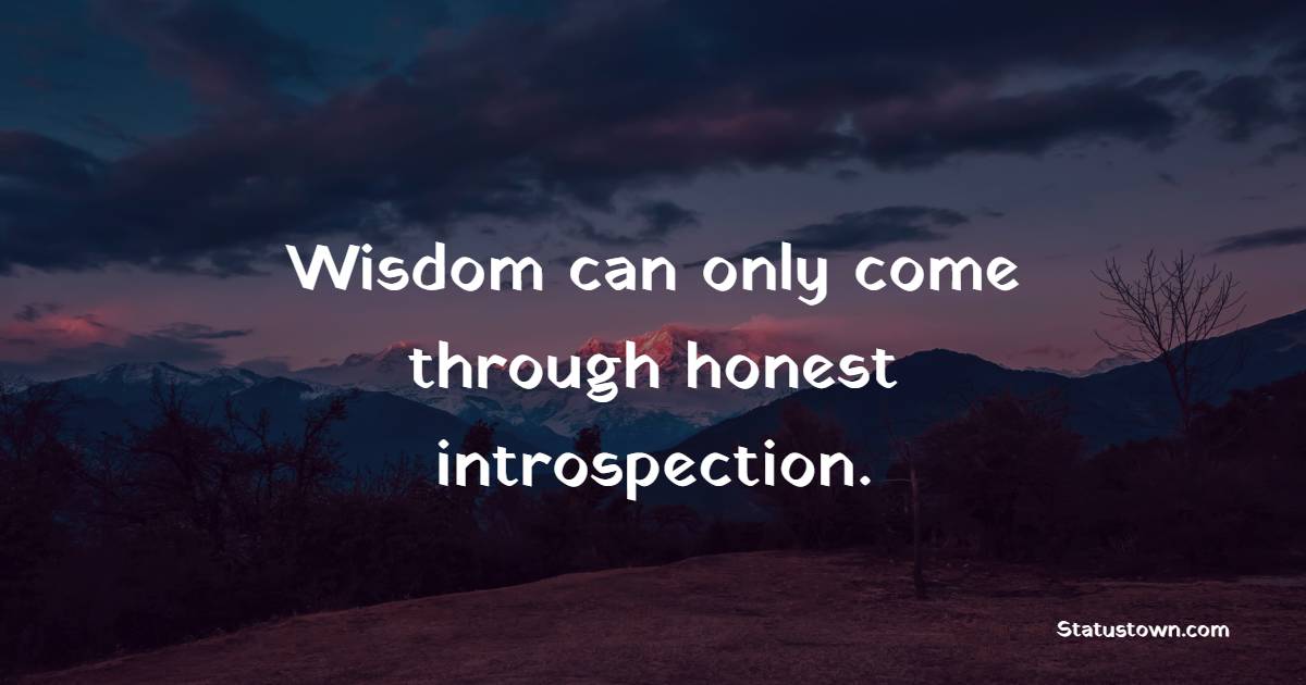 Wisdom can only come through honest introspection.