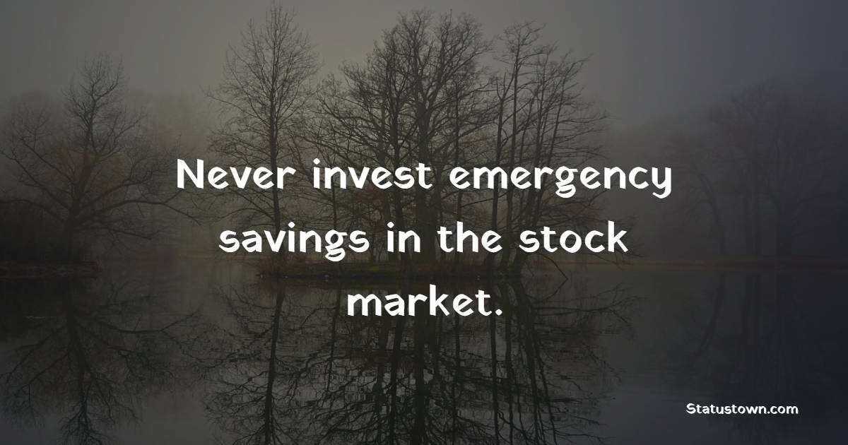 Never invest emergency savings in the stock market.
