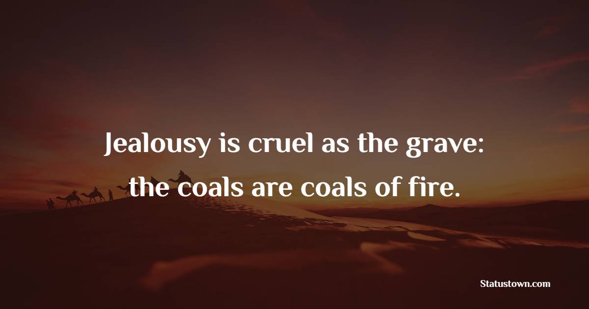 Jealousy is cruel as the grave: the coals are coals of fire. - Jealousy Quotes