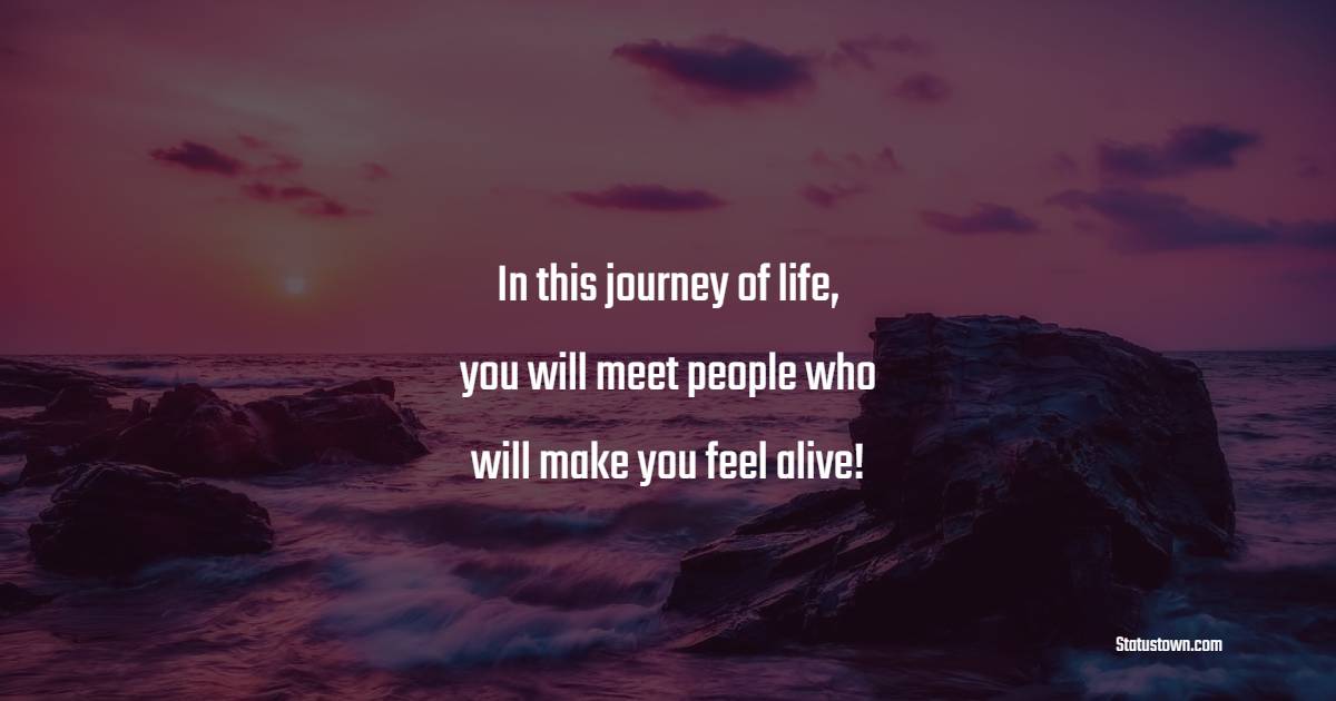In this journey of life, you will meet people who will make you feel alive!