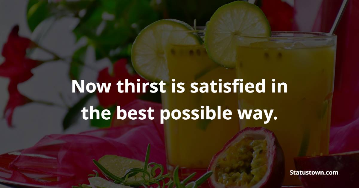 Now thirst is satisfied in the best possible way.