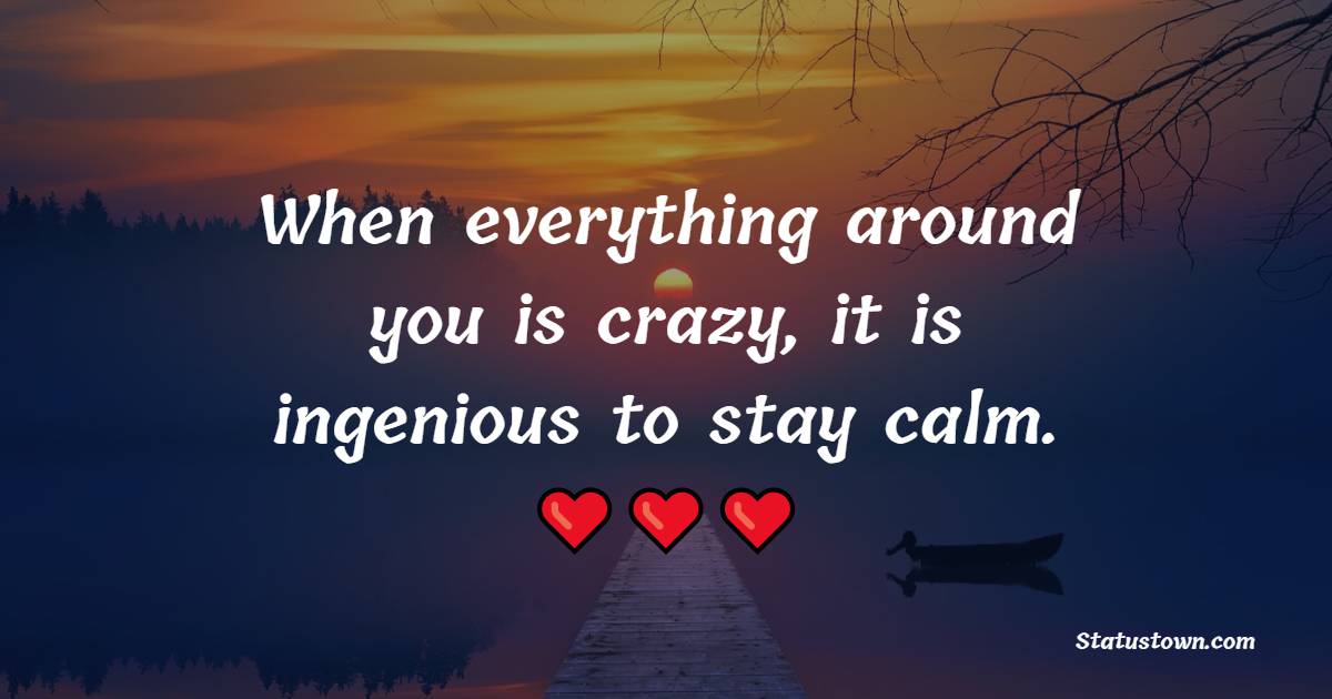 When everything around you is crazy, it is ingenious to stay calm.