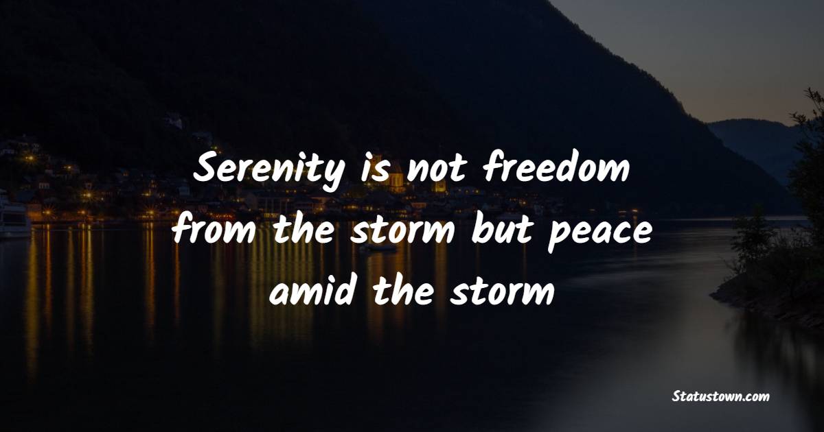 Serenity is not freedom from the storm but peace amid the storm - Keep Calm Quotes