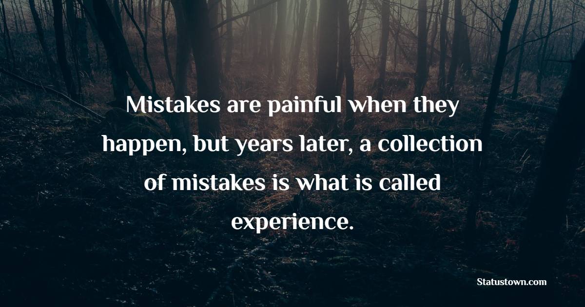 Mistakes are painful when they happen, but years later, a collection of mistakes is what is called experience. - Learning From Mistakes Quotes