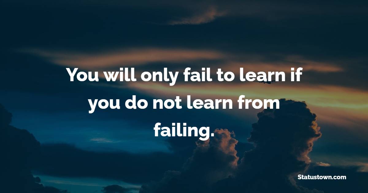 You will only fail to learn if you do not learn from failing. - Learning From Mistakes Quotes