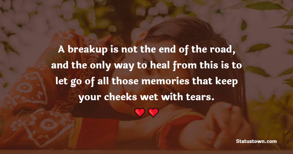 A breakup is not the end of the road, and the only way to heal from this is to let go of all those memories that keep your cheeks wet with tears. - Letting Go Quotes