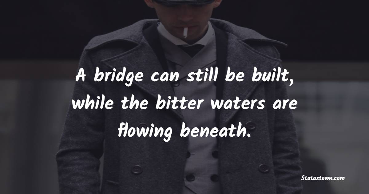 A bridge can still be built, while the bitter waters are flowing beneath. - Letting Go Quotes