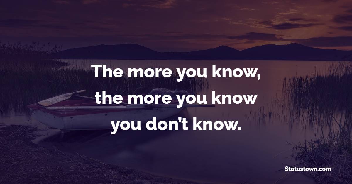 The more you know, the more you know you don’t know. - Life Philosophy Quotes 