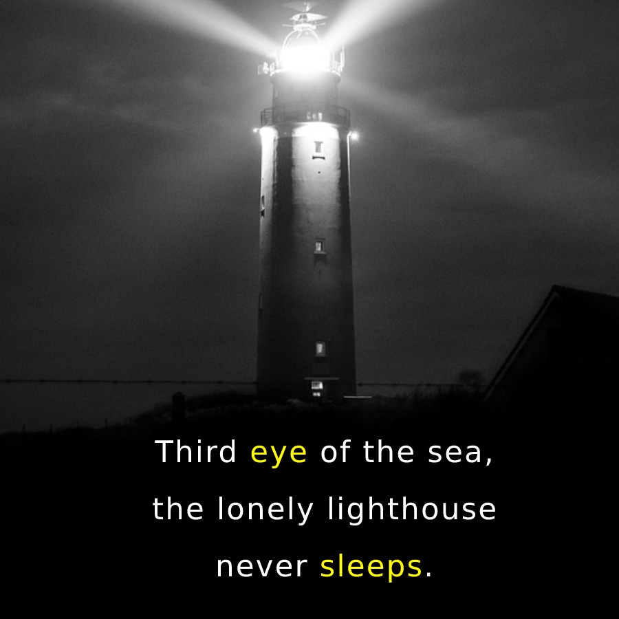 Third eye of the sea,
the lonely lighthouse
never sleeps.