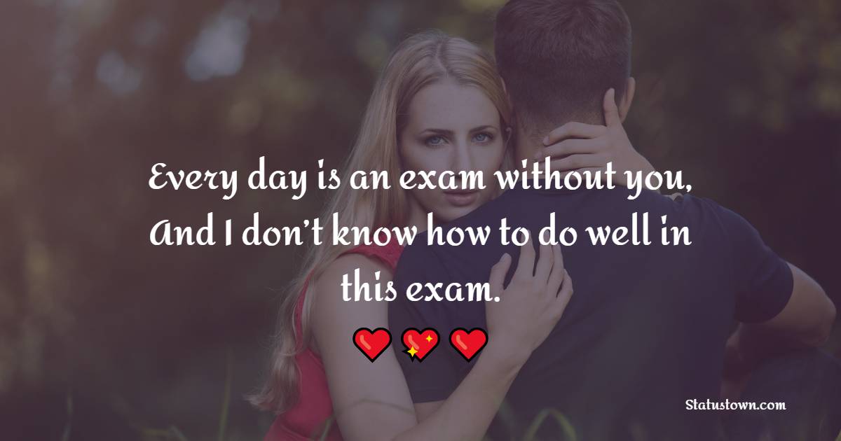 Every day is an exam without you, And I don’t know how to do well in this exam. - Long Distance Relationship Status