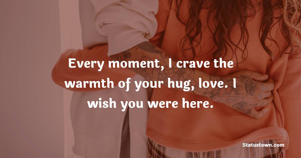 Every moment, I crave the warmth of your hug, love. I wish you were here. - Long Distance Relationship Status